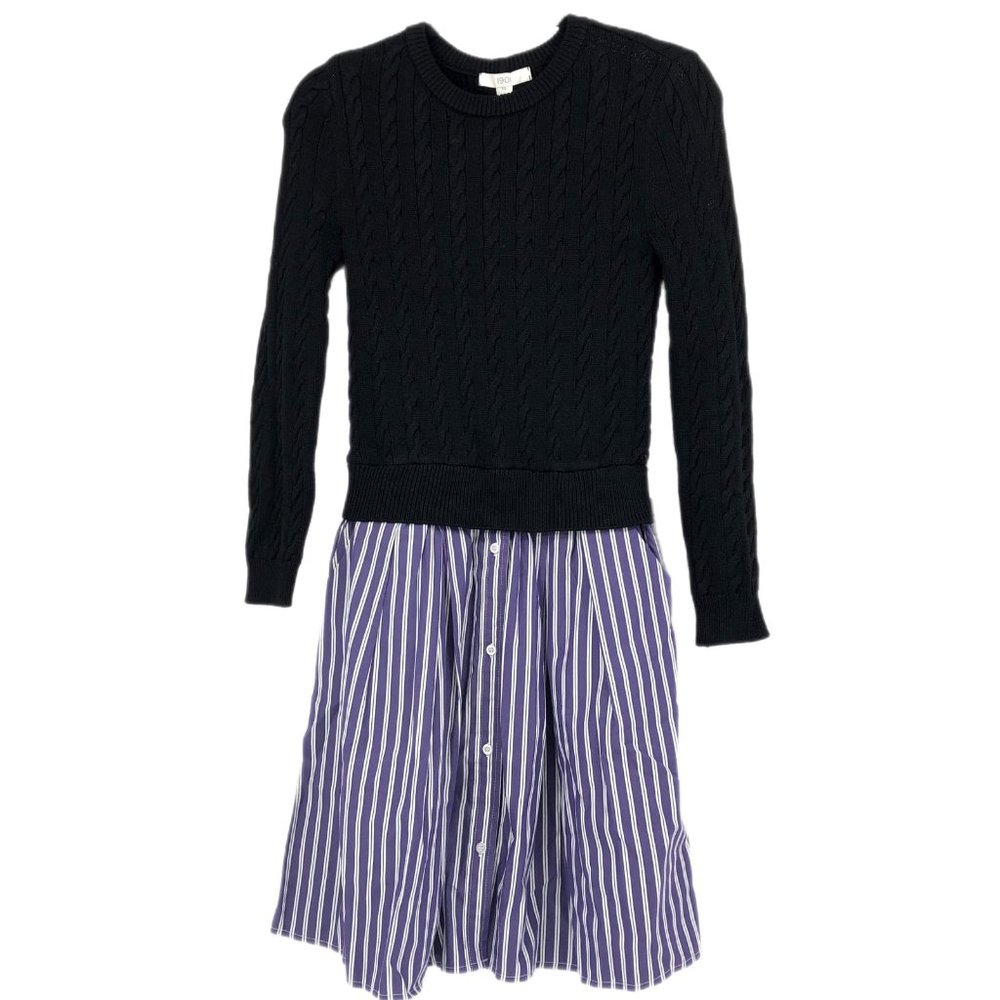 1901 Black and Purple Pullover Sweater Dress | Casual Elegance
